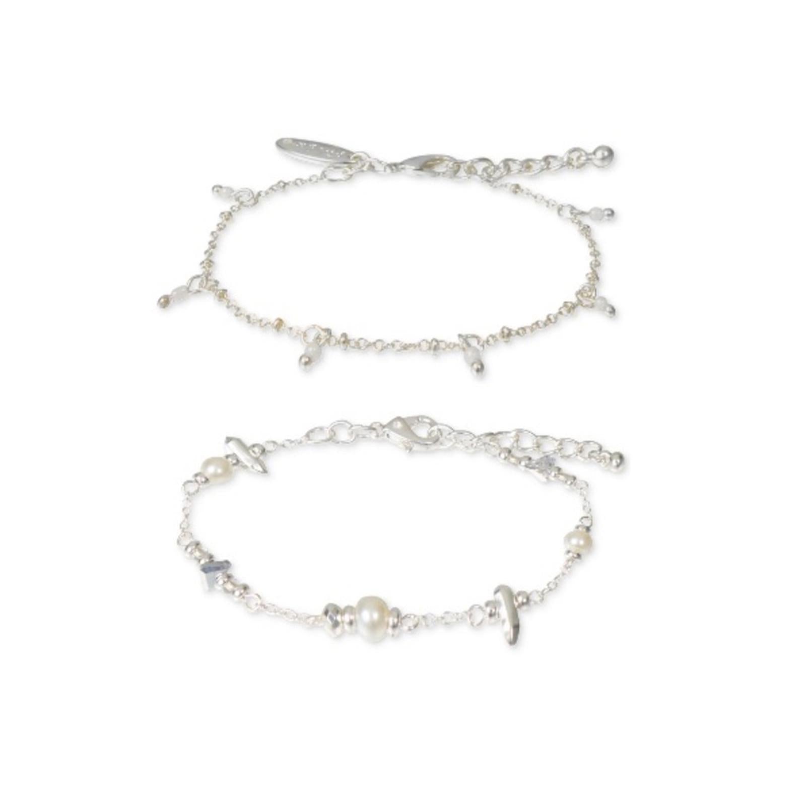 Style & Co 2-Piece Set Mixed Bead Link Bracelets, Silver New in Box $24.50