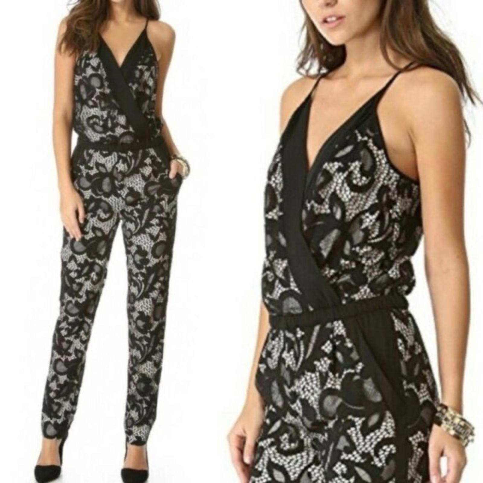 Diane von Furstenberg Shany Lace Jumpsuit, Nougat/Black Size 0 EXCELLENT! $459