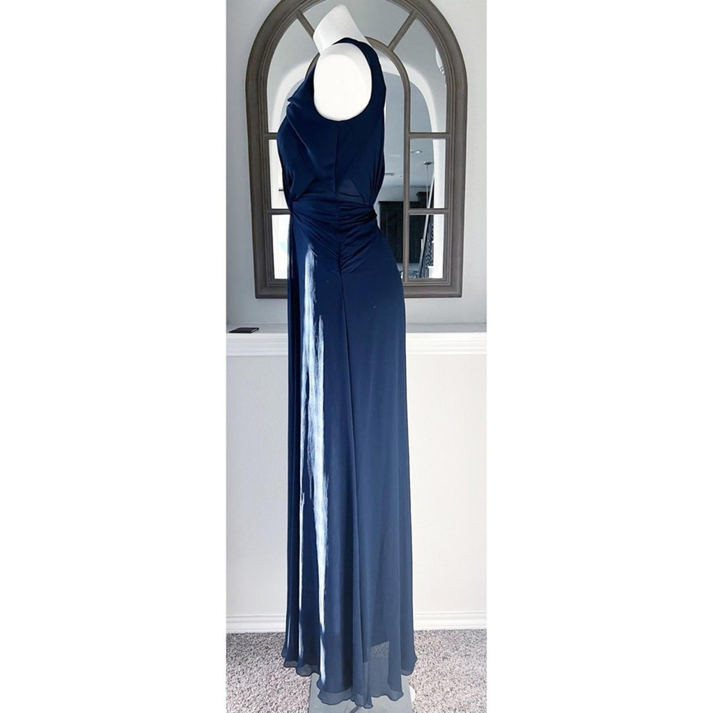 Badgley Mischka Navy Petunia Gown, Maxi Size 2 EXCELLENT Condition! Retail $795
