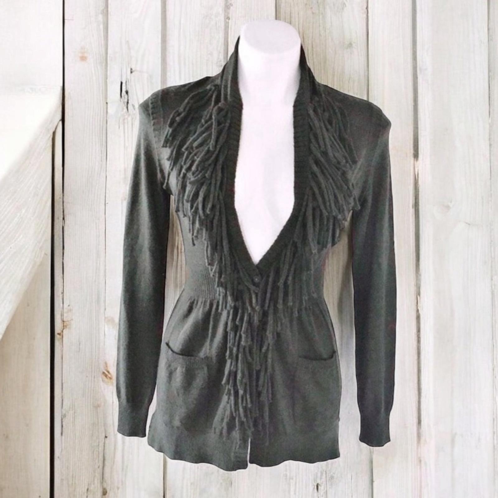 Rebecca Taylor Peplum Wool Fringe Cardigan, Size M, Retail $325