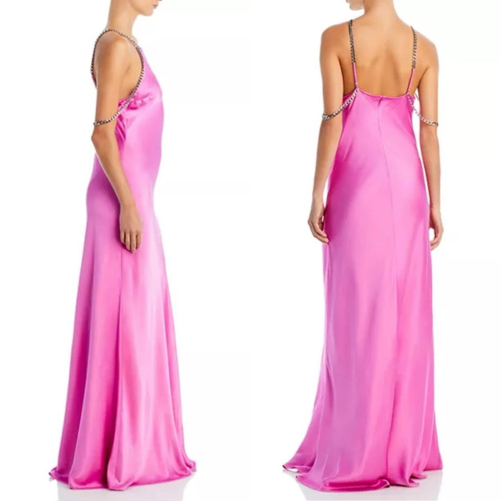 L’Agence Majesty Chain Trim Gown in Pink, Size 2 New w/Tag