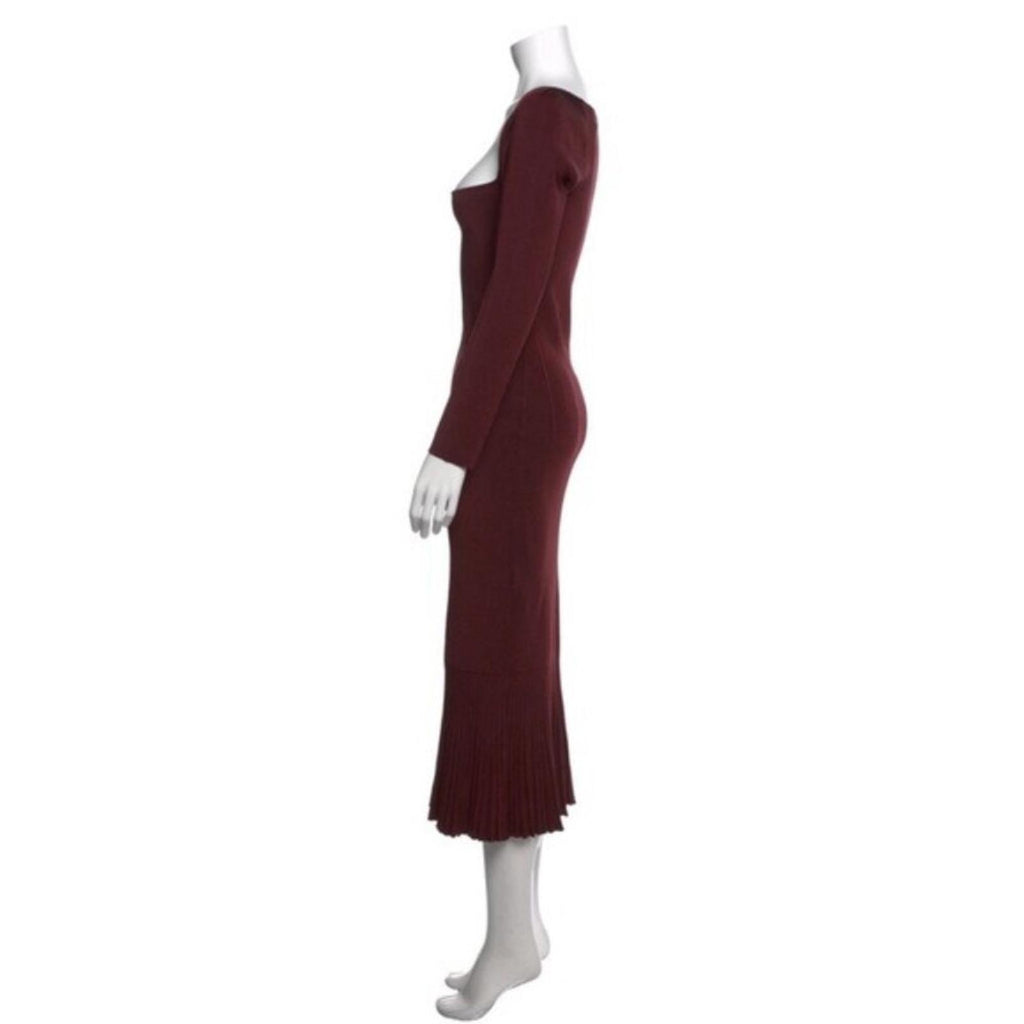 Galvan London BURGUNDY Atalanta Midi Dress, Size S New w/Tag Retail $950
