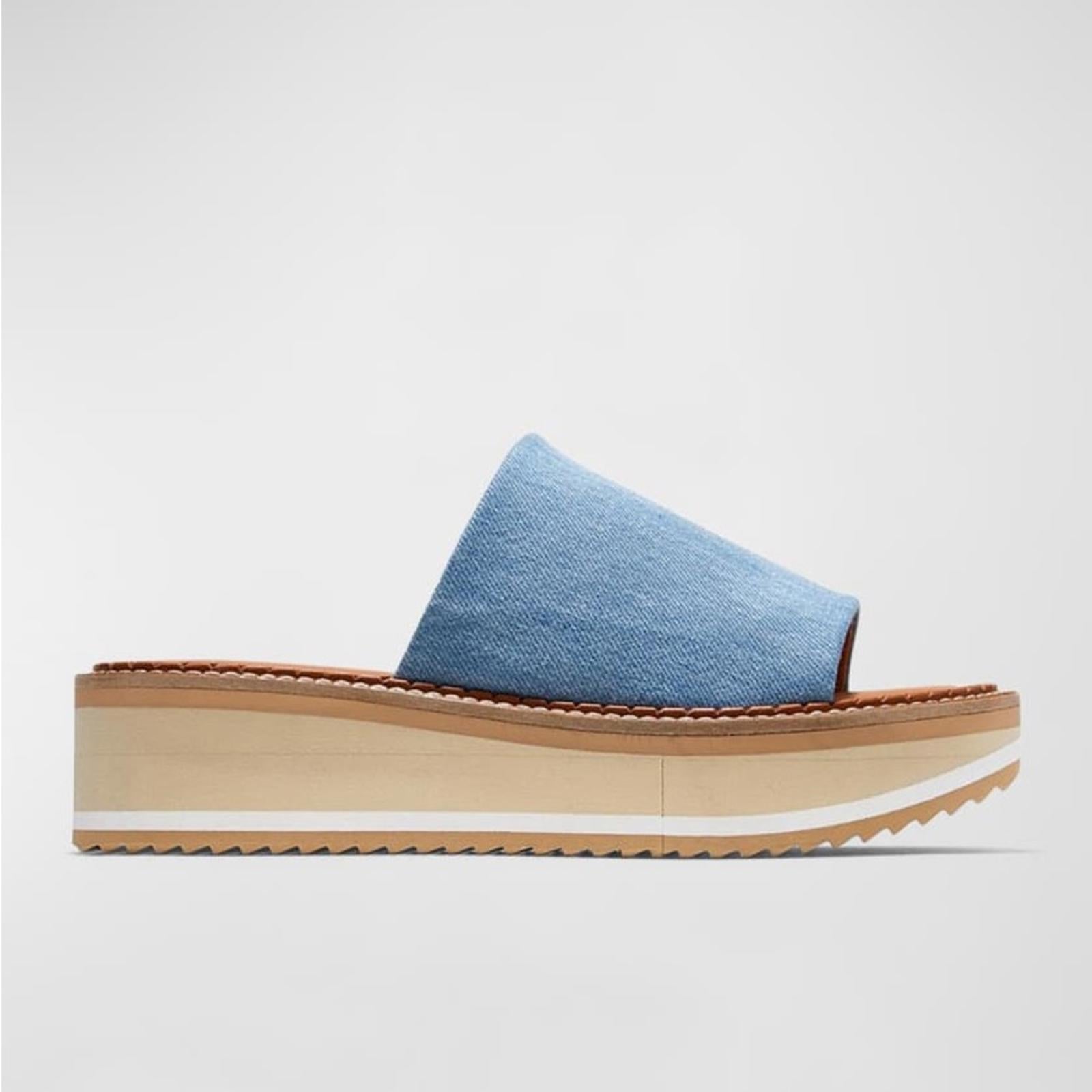 Clergerie Paris FastJ Denim Flatform Sandals, Size US 10.5 NEW $475 (Sold Out)