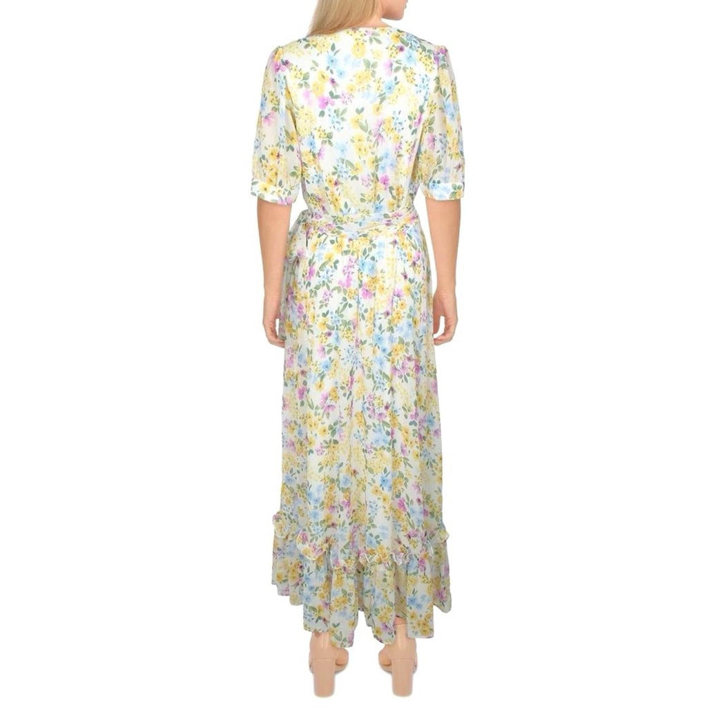 Calvin Klein Floral Chiffon Peasant Maxi Dress, Size 16 EXCELLENT Retail $139