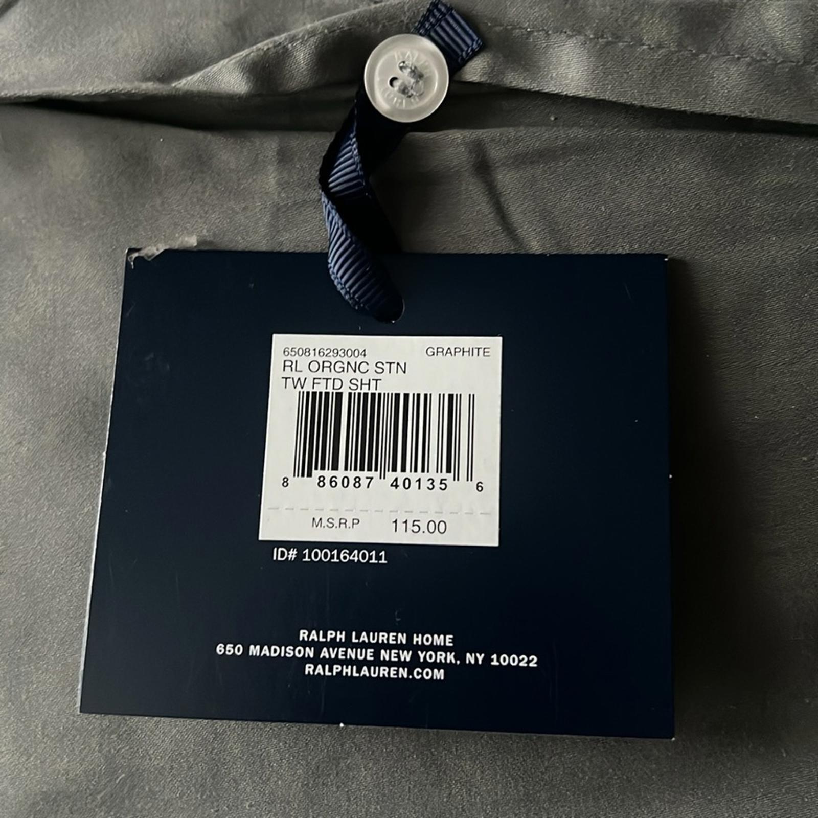 Ralph Lauren RL Organic Sateen Fitted Sheet in Graphite, Twin New w/Tag SOLD OUT