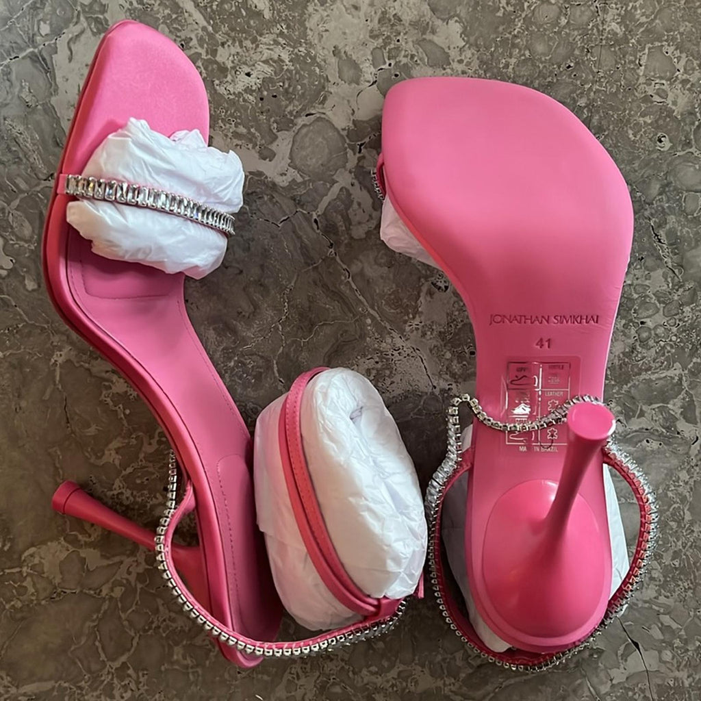 Jonathan Simkhai Luxon Crystal Harness Sandals in Pink, Size EU41 Retail $675