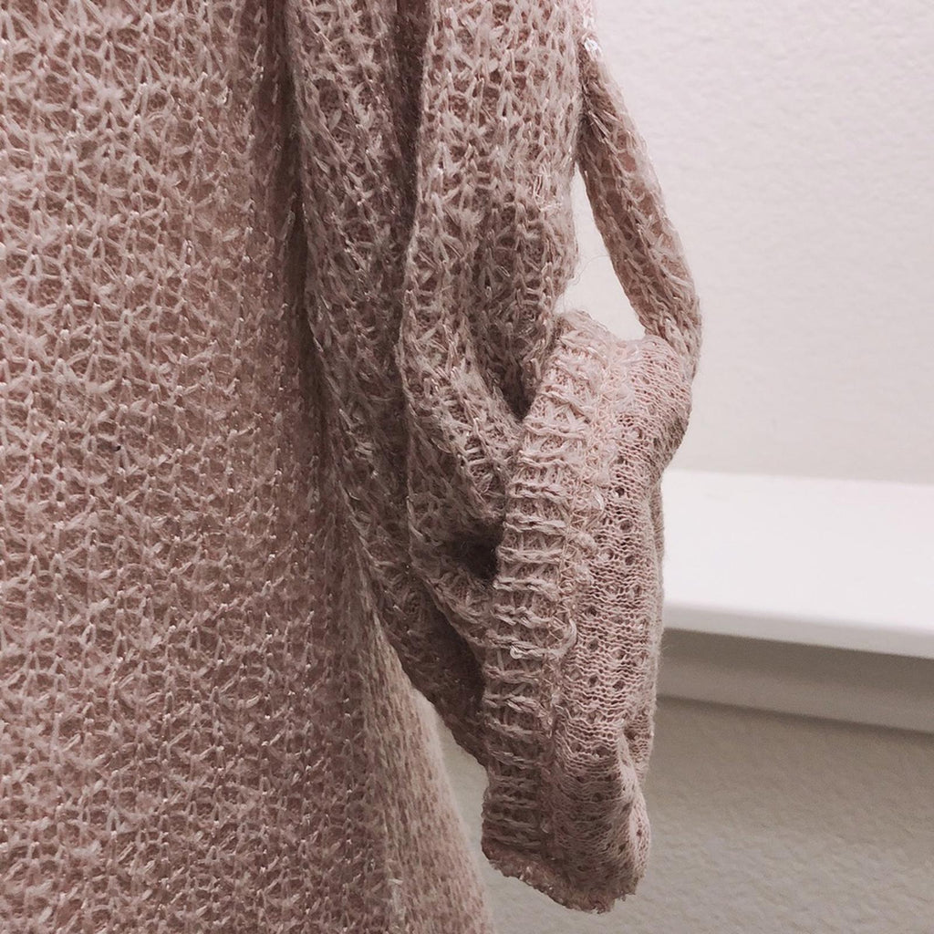 Belle France Lace Back Sweater in Blush Pink, Size L EXCELLENT! Retail $138