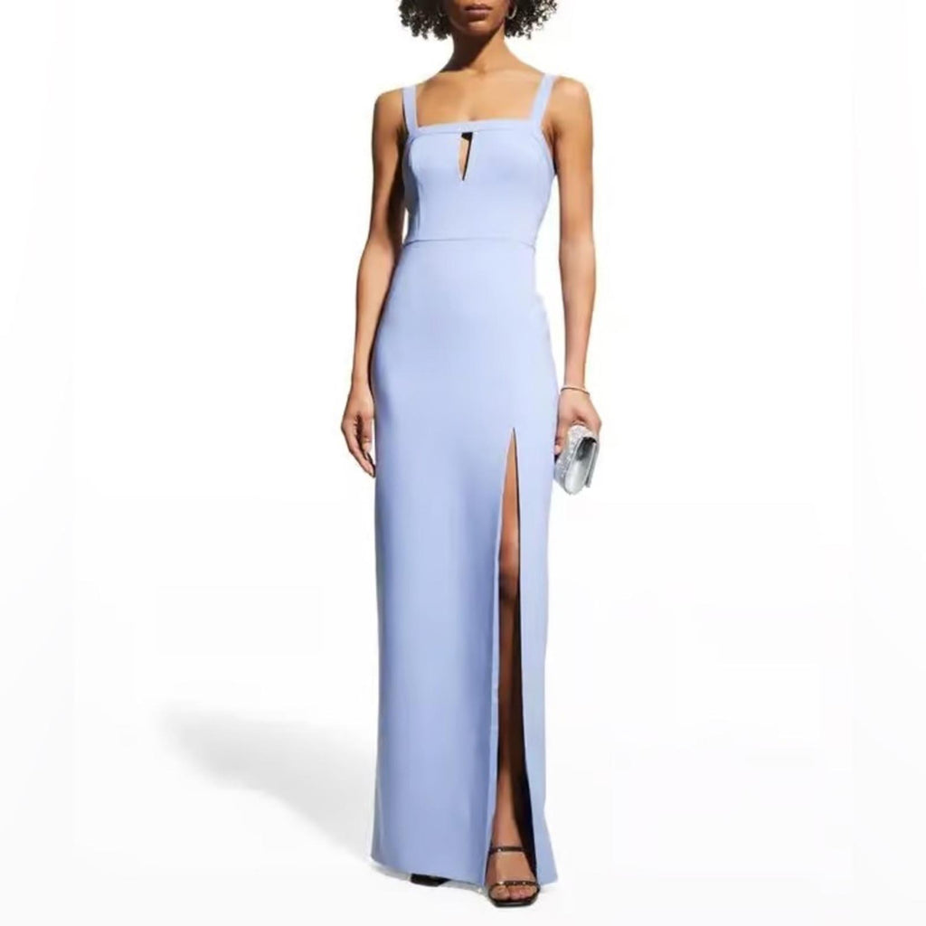 Aidan Mattox Sleeveless Cutout Column Gown in Baby Blue, Size 4 NEW w/Tag $220