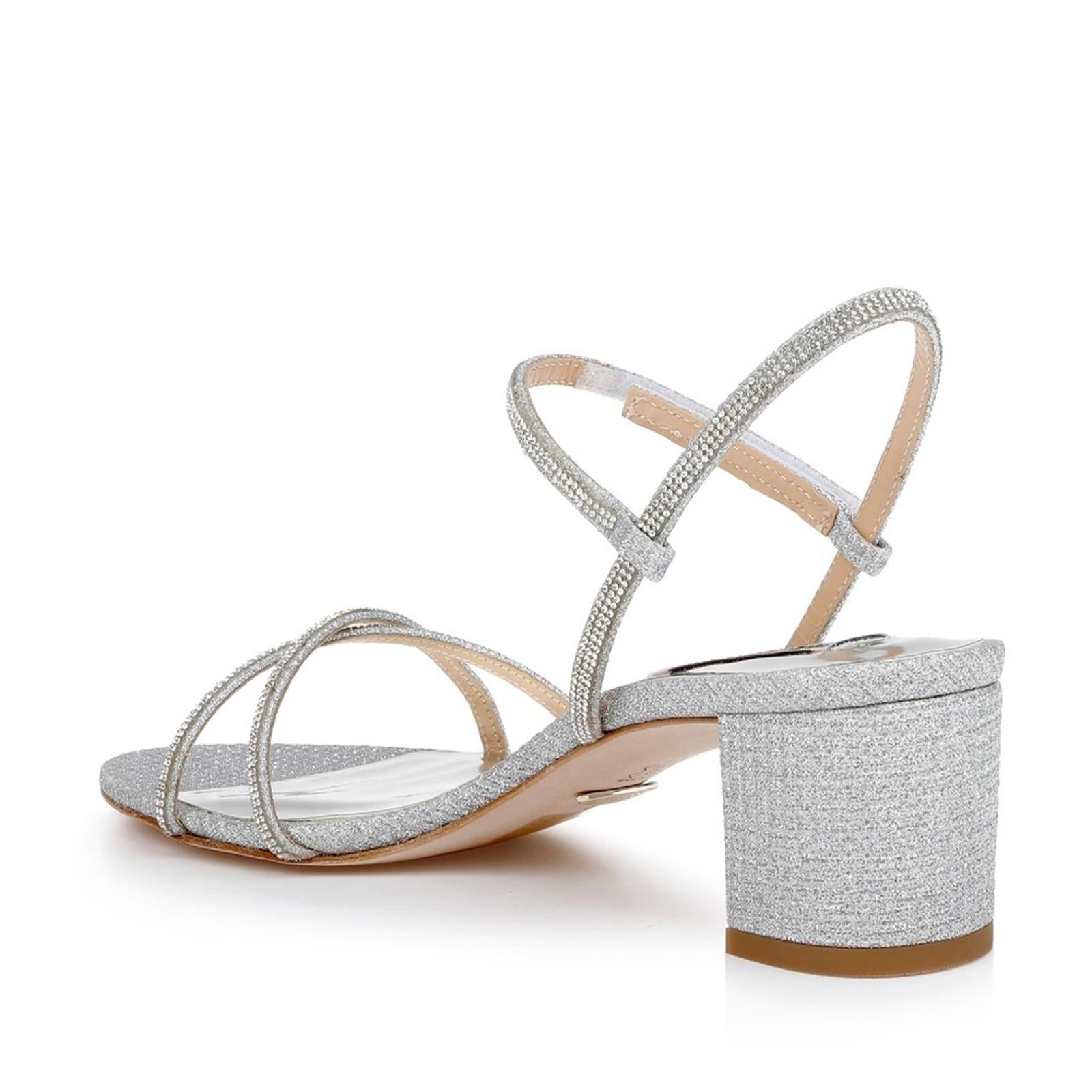Badgley Mischka Ultima Strappy Block Heel Sandals in Silver, Size 11 New in Box