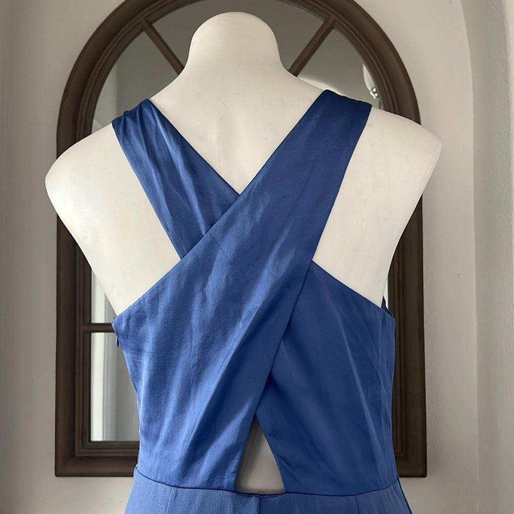 New DKNY Cross-Back Scuba Crepe Jewel Neck Evening Gown, Size 8 New w/Tag