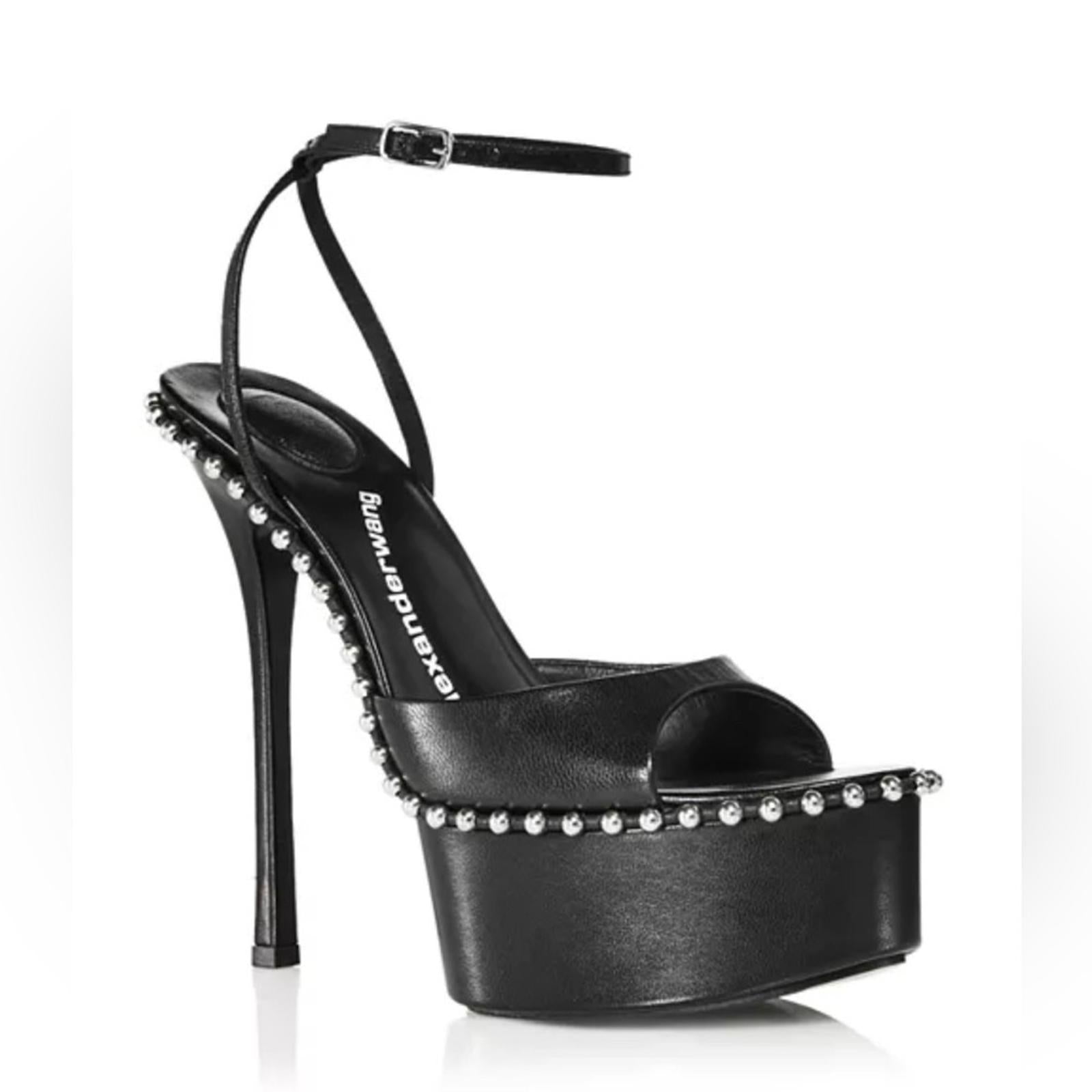 Alexander Wang Nova Ankle Strap 145 Studded Platform High Heel Sandals 35.5 NEW