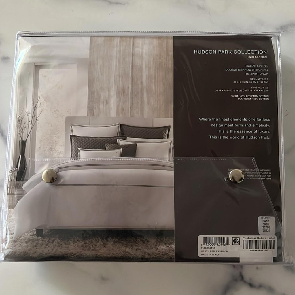 Hudson Park Collection Italian Percale Twin Bedskirt w/Double Merrow Stitching
