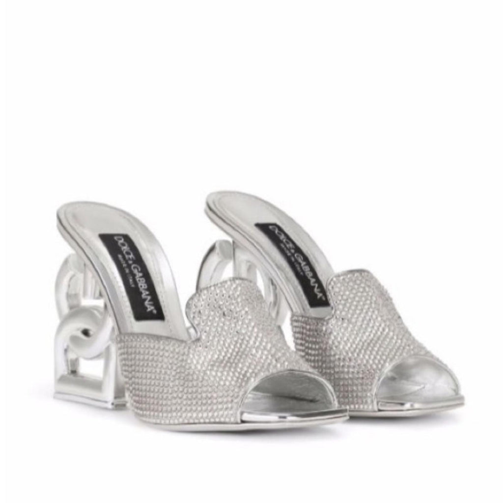 Dolce & Gabbana DG-Heel Gemstone-Embellished Mules Size 40 NEW + Box + Dust Bag
