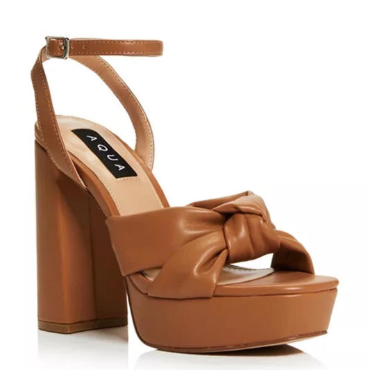 Bloomingdale’s Lory Platform High Heel Sandals in Camel, Size 10 NEW