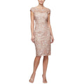 Alex Evening Floral Embroidered Cocktail Sheath Dress in Rose Gold, Size 6 NWT