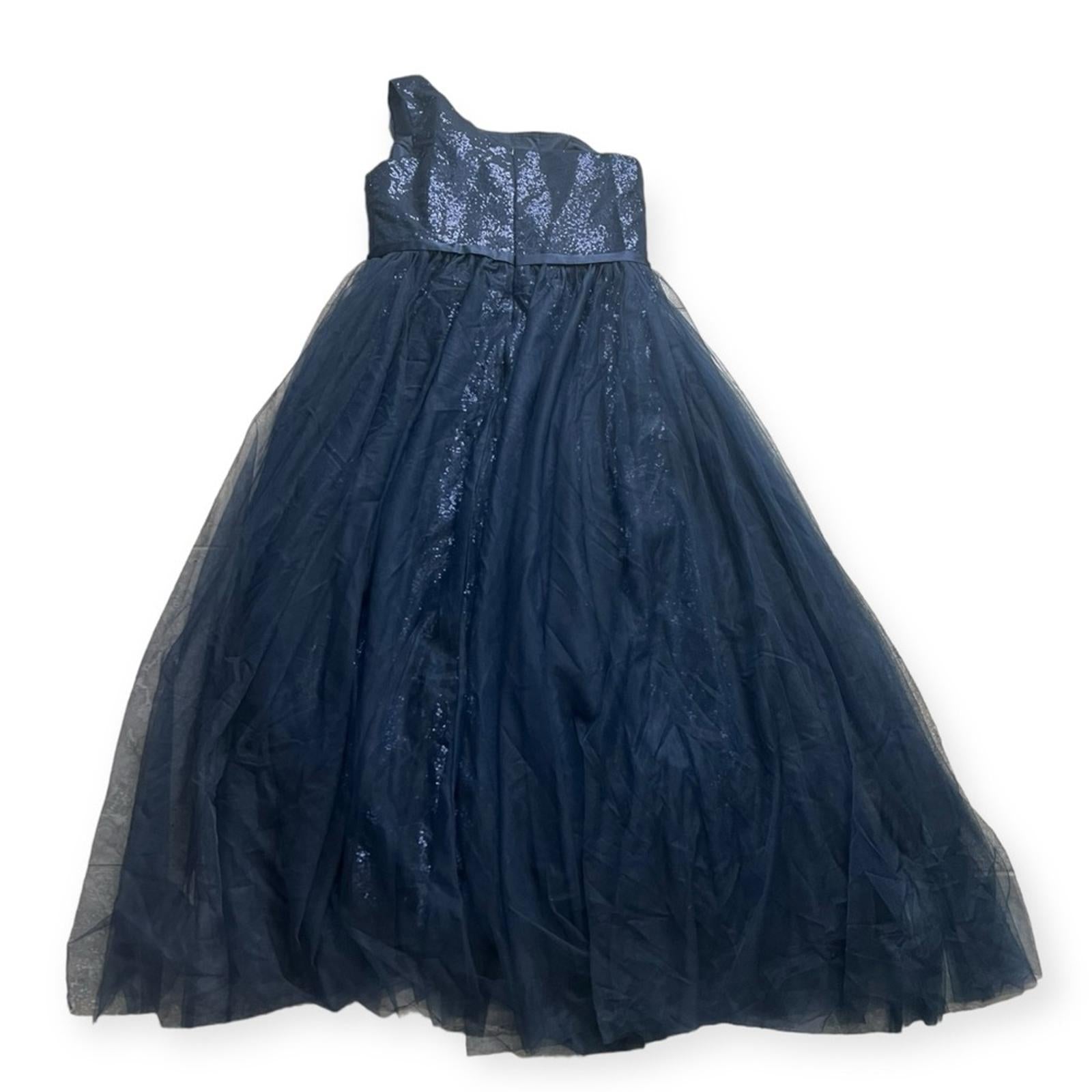 NEW One Shoulder Glitter Mesh Maxi Dress in Navy, Size XL New w/o Tag