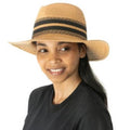 INC Striped Packable Panama Hat, Tan , One Size New w/Tag Retail $44.50