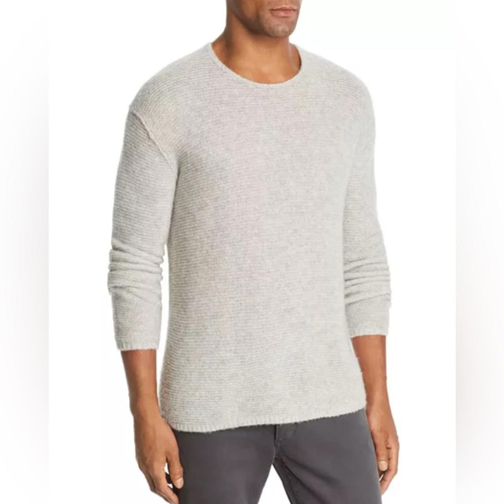 John Varvatos Tuck Cashmere & Silk Garter-Stitch Sweater Grey Size XL NWT $448