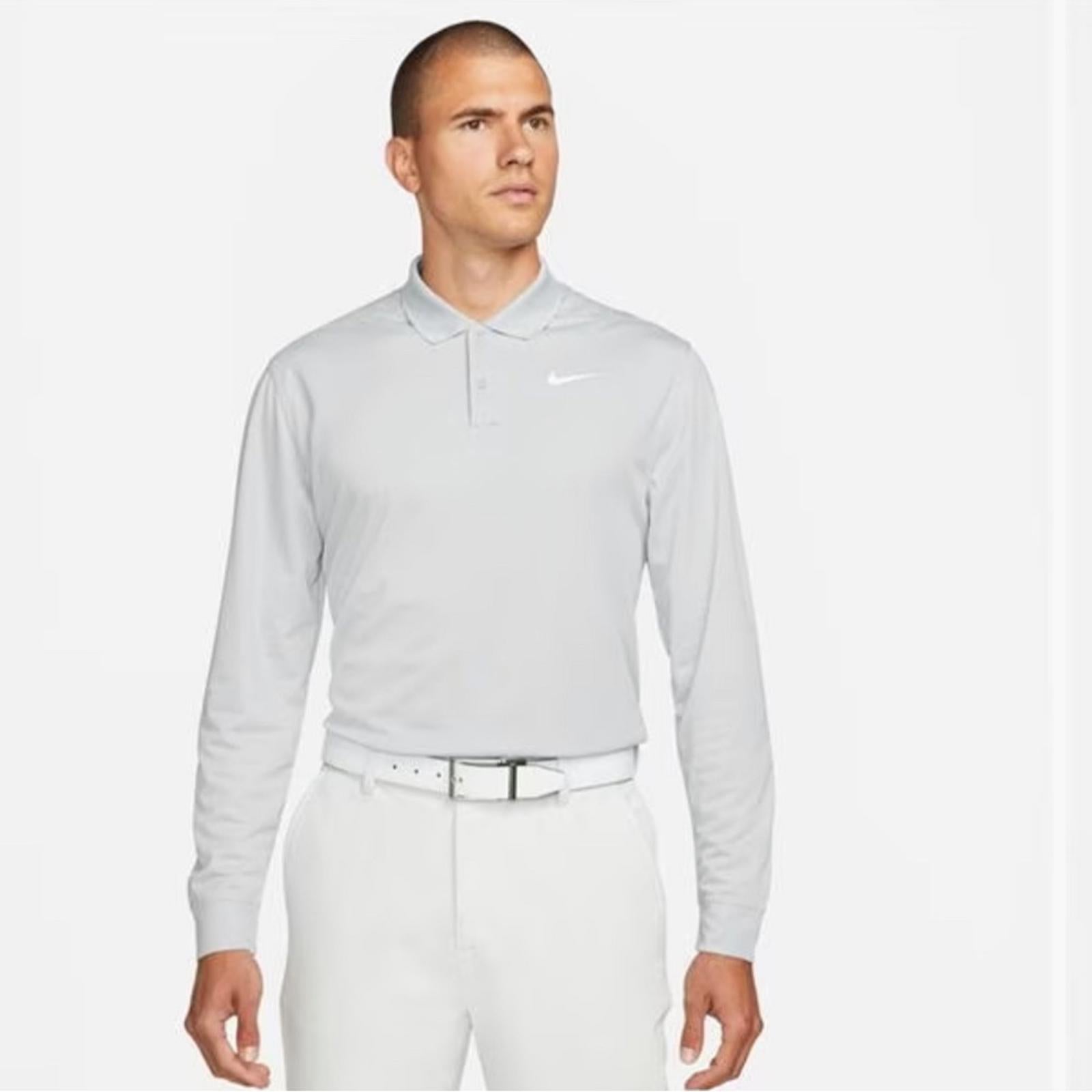 Nike Dri-FIT Victory Men's Long-Sleeve Golf Polo, Grey Size M New w/Tag
