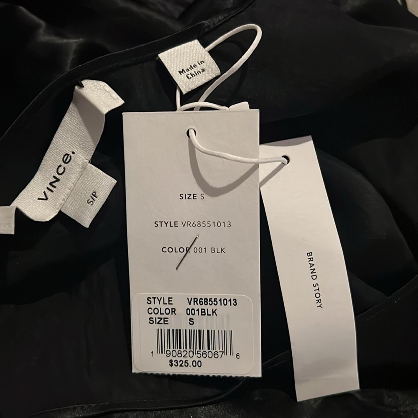 VINCE Satin Slip Dress in Black, Size S New w/Tag Retail $325