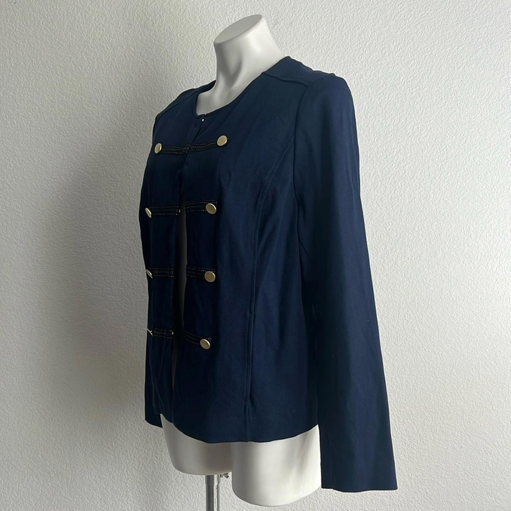 Chico's Military Long Sleeve Jacket in Deep Navy, Size 3 (16/18), Retail $149