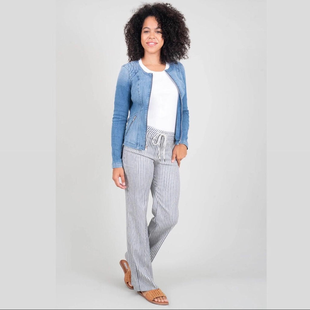 Anthropologie’s Level 99 Elliot Linen-Blend Lounge Pants Nautical Stripe Size 32