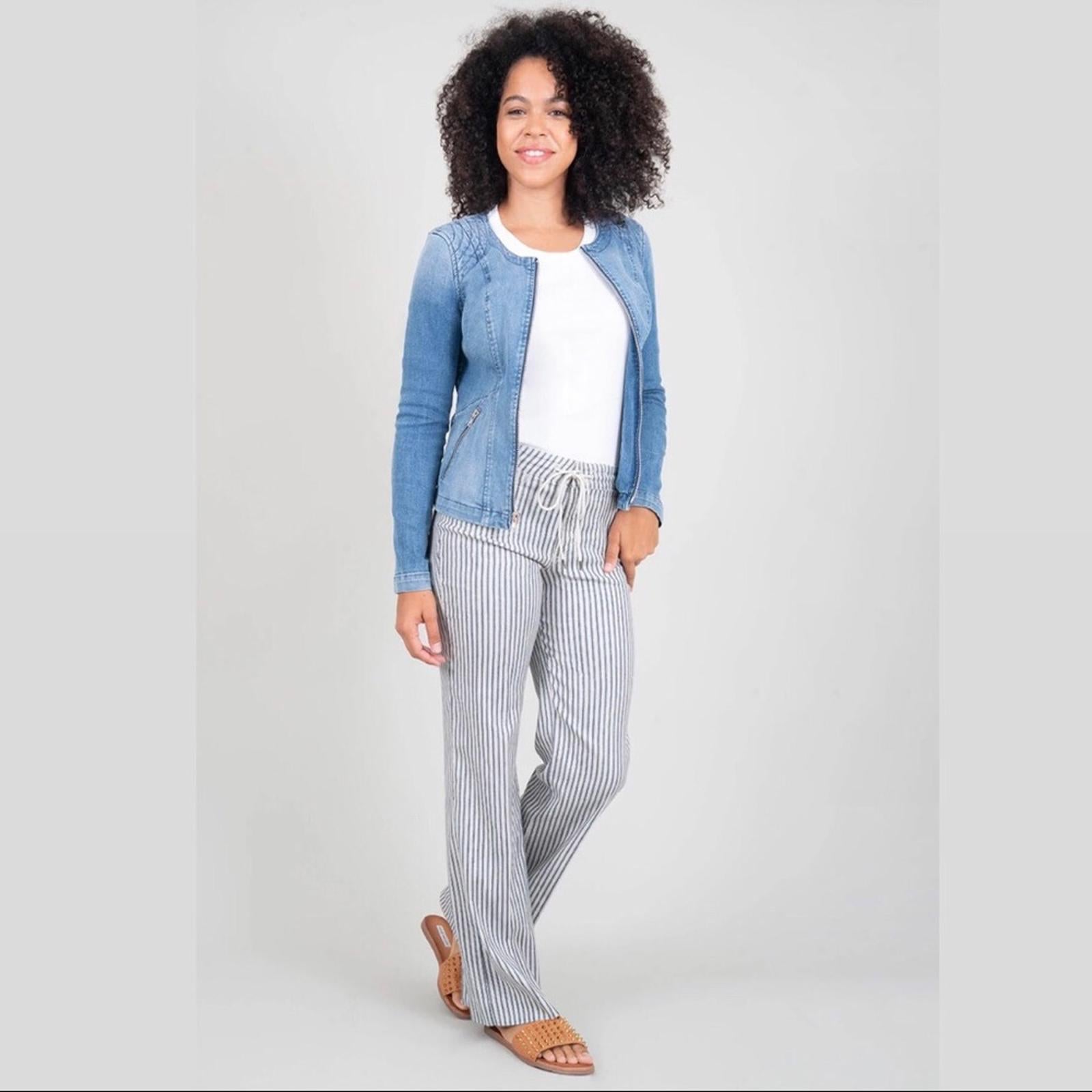 Anthropologie’s Level 99 Elliot Linen-Blend Lounge Pants Nautical Stripe Size 32