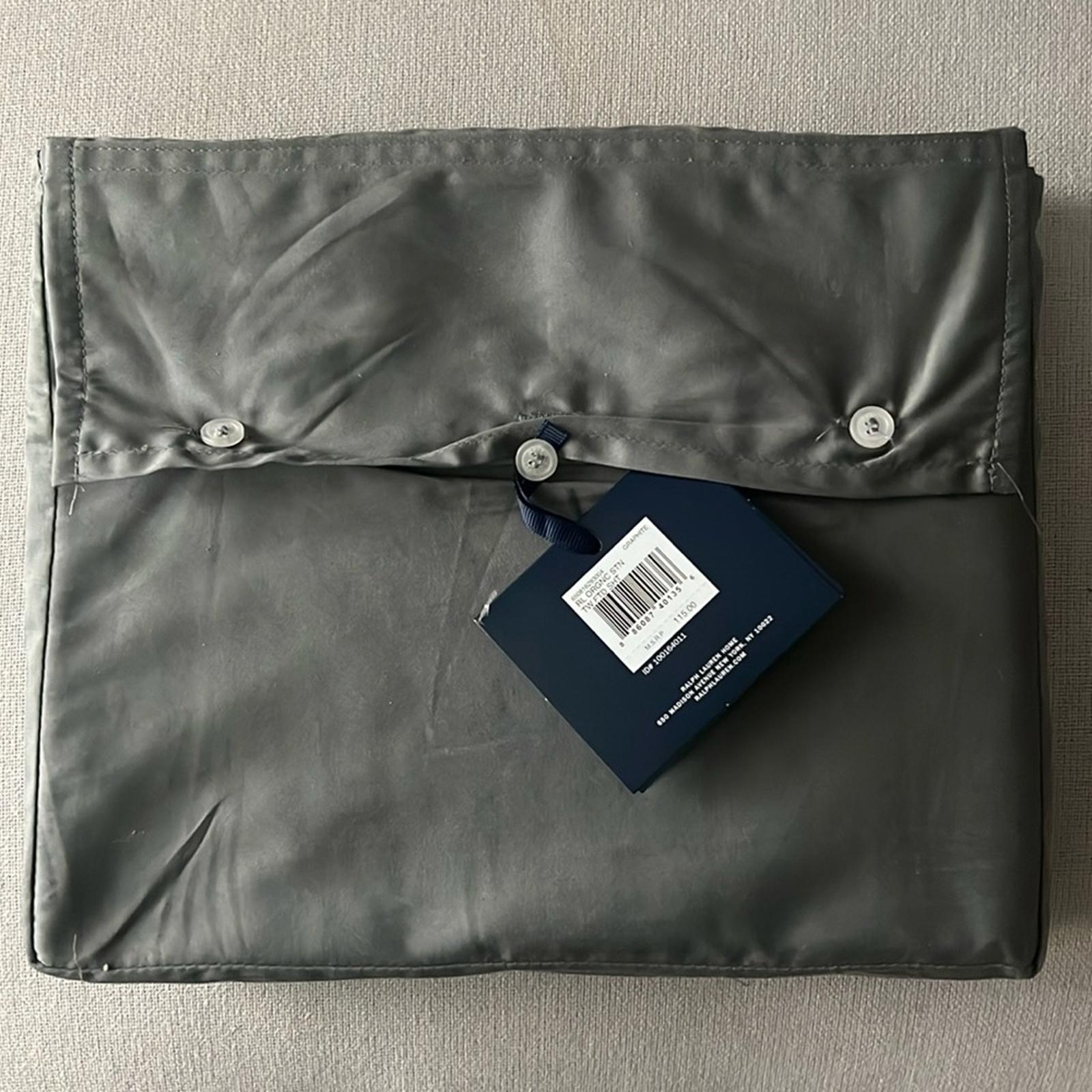 Ralph Lauren RL Organic Sateen Fitted Sheet in Graphite, Twin New w/Tag SOLD OUT