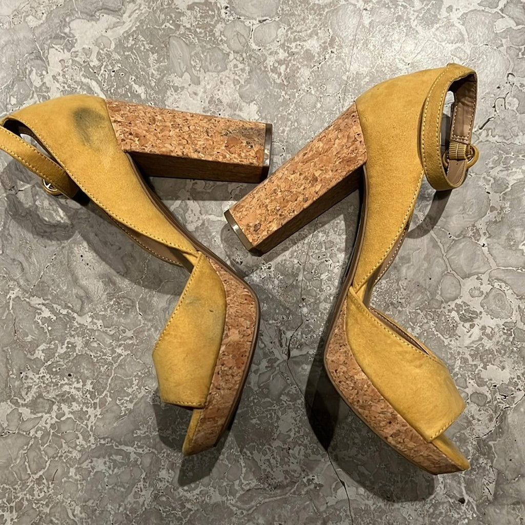 Sun+Stone Reeta Block Heel Platform Sandals in Yellow, Size 11 New