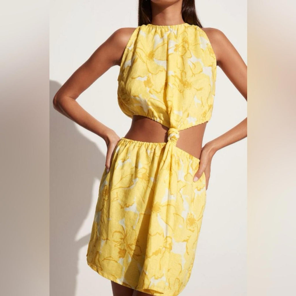 Faithfull the Brand Enditha Cutout Mini Dress, Willa Floral Print, Size 2 NWT