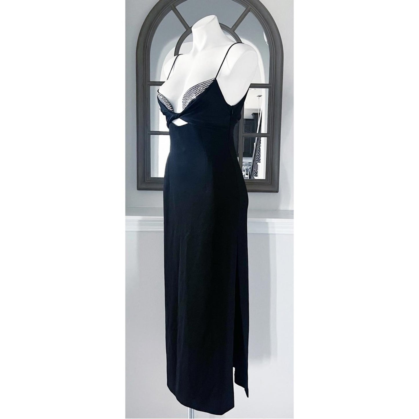 Galvan London Crystal Bustier Dress in Black, Size US2 FR34 UK6 NWT Retail $1895