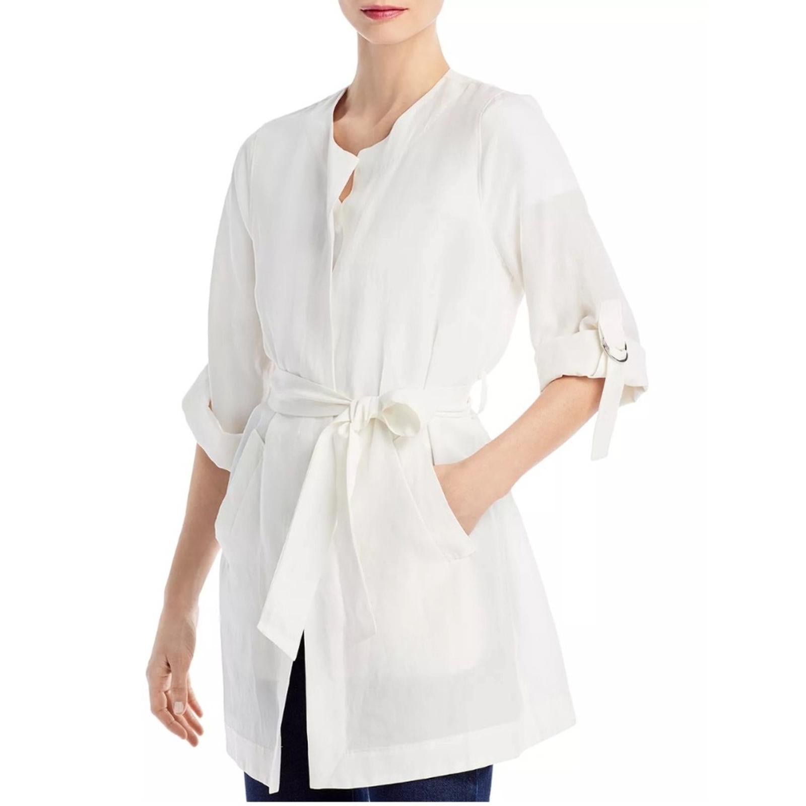 Kobi Halperin Francesca Roll Cuff Belted Jacket in White, Size XS New w/Tag $398
