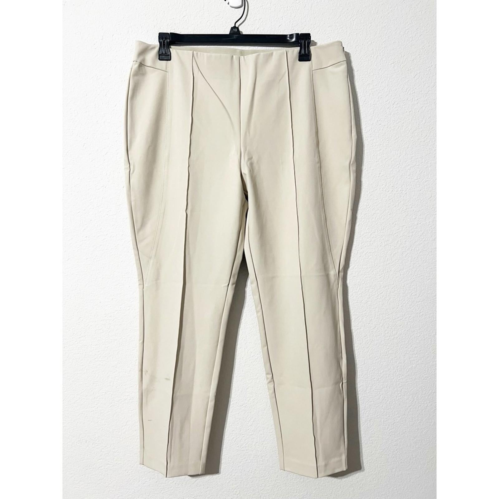 Lafayette 148 New York Acclaimed Stretch Gramercy Pants in Sand, NEW, Size 16