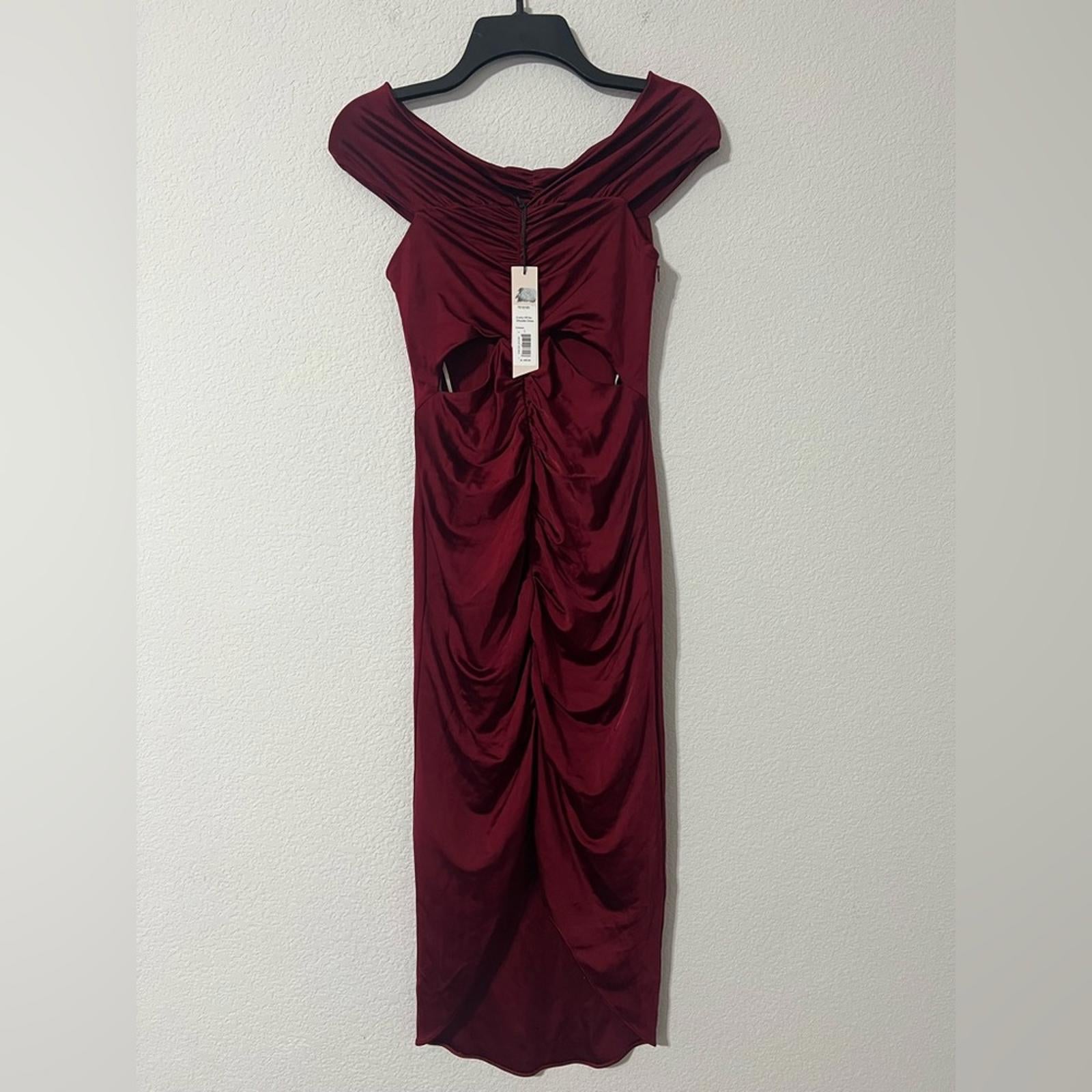 Et Ochs Everly Off-The-Shoulder Midi Dress in Crimson Red, NWT, Size 4