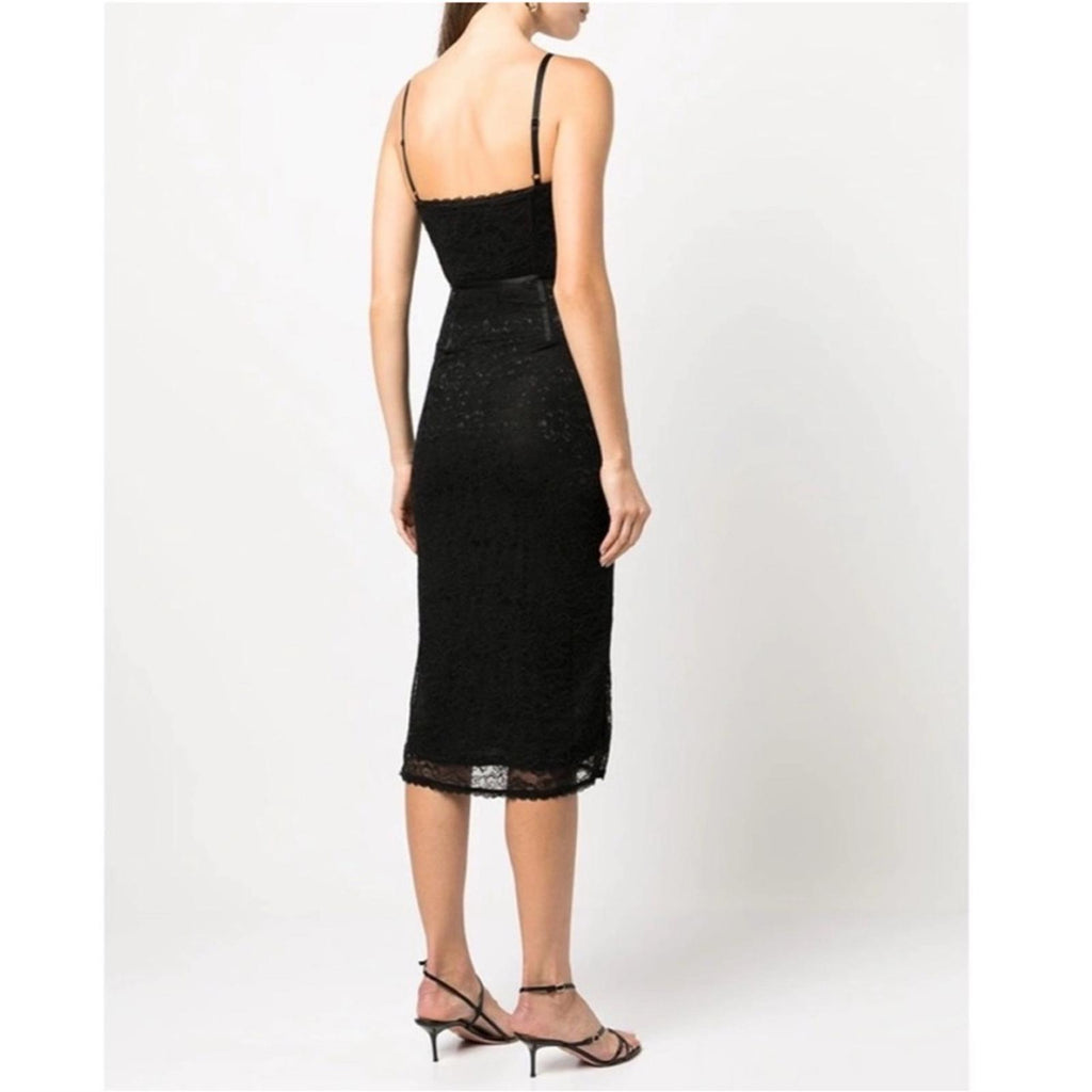 Jonathan Simkhai xRevolve Roslyn Bustier Lace Midi Dress in Black, NWT, Size L