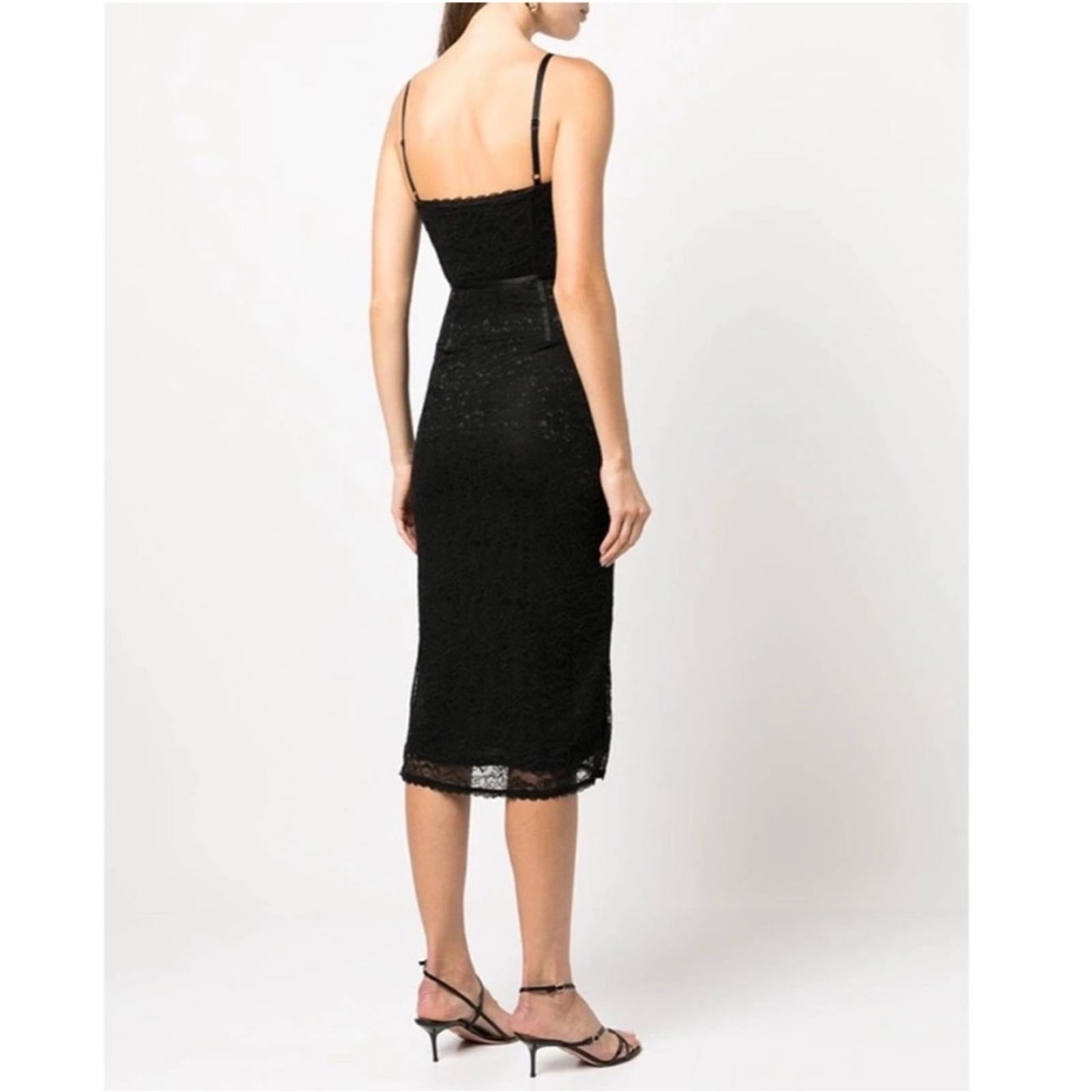 Jonathan Simkhai xRevolve Roslyn Bustier Lace Midi Dress in Black, NWT, Size L