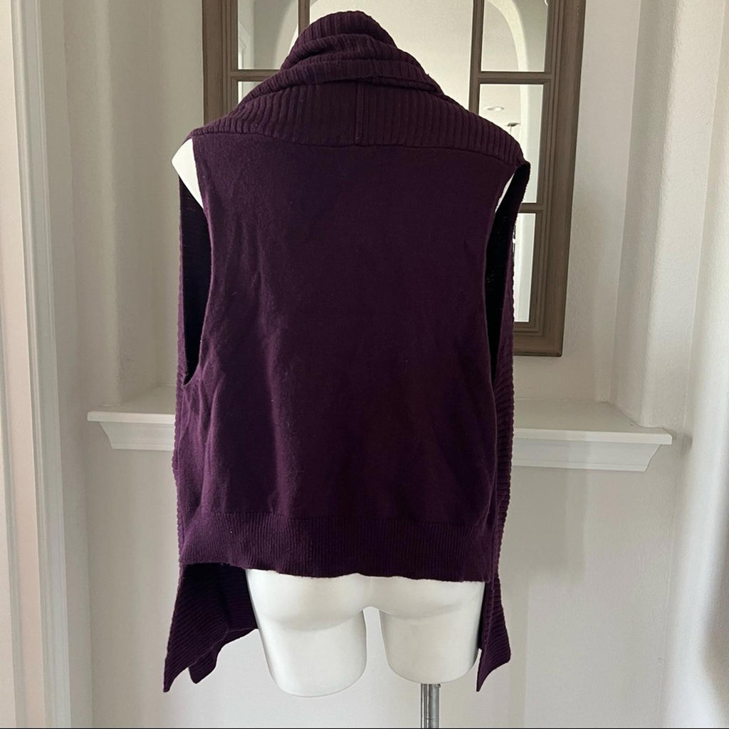 Donna Karan Wool Ribbed Kinit Cardigan in Purple, Size M/L New w/Tag