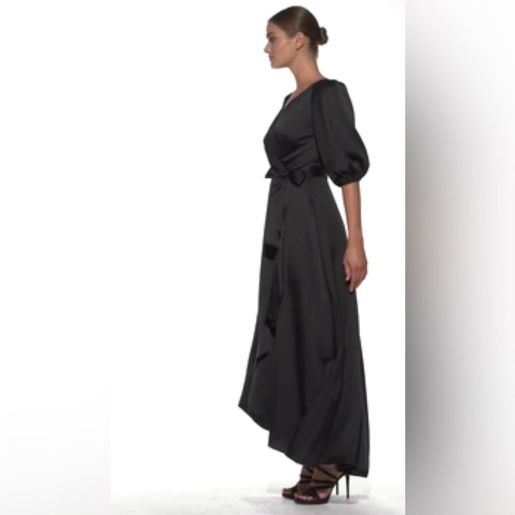 DKNY Balloon-Sleeve Satin Gown in Black, Size 6 New w/Tag Retail $229