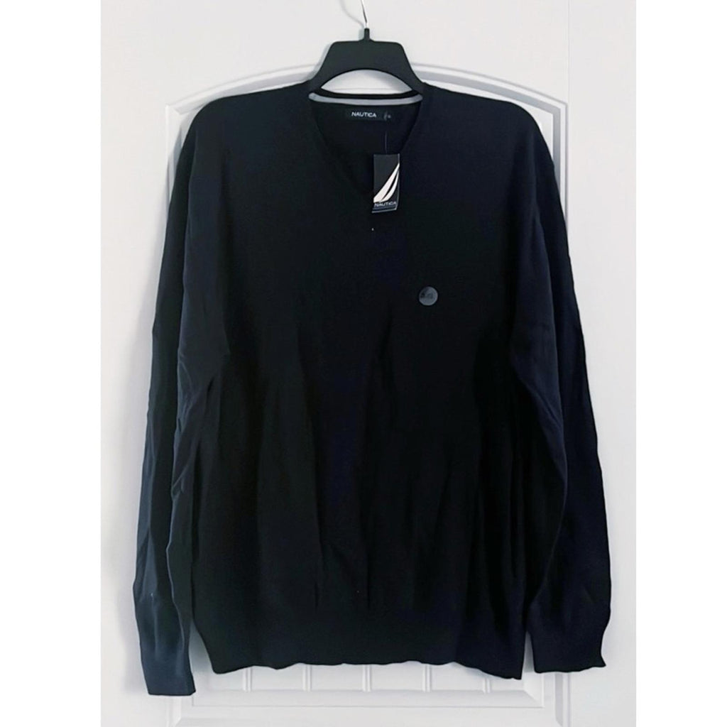 Nautica Cotton V-Neck Sweater in Navy Blue, Size 3XL NEW with Tag