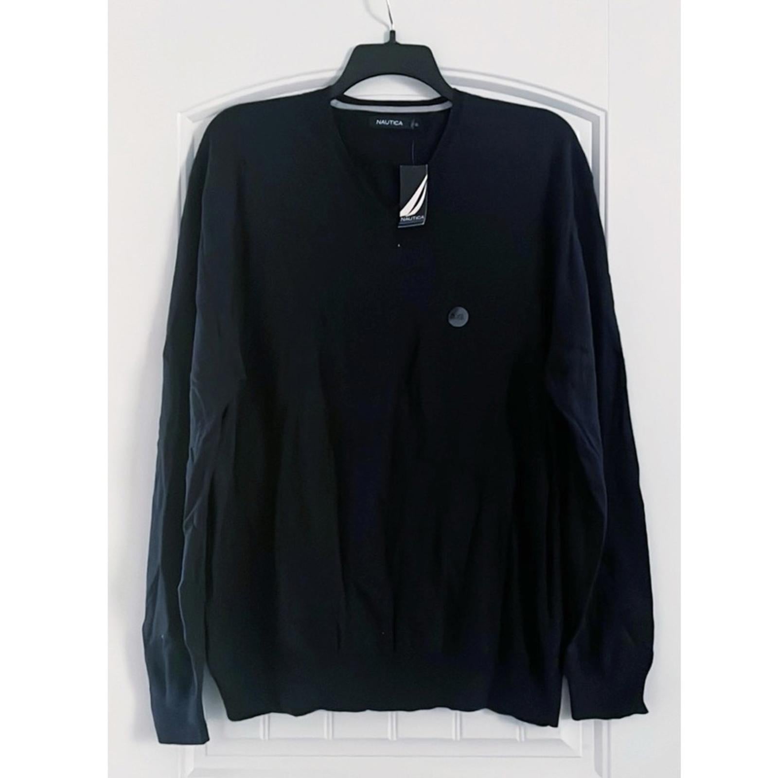 Nautica Cotton V-Neck Sweater in Navy Blue, Size 3XL NEW with Tag