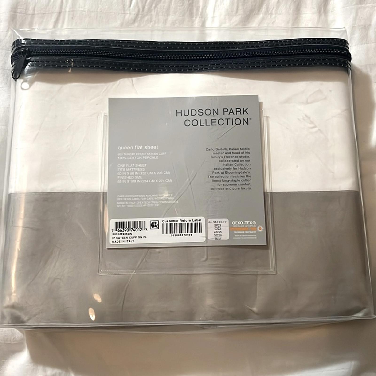 Hudson Park Collection Italian Cuff Flat Sheet, NWT, Queen