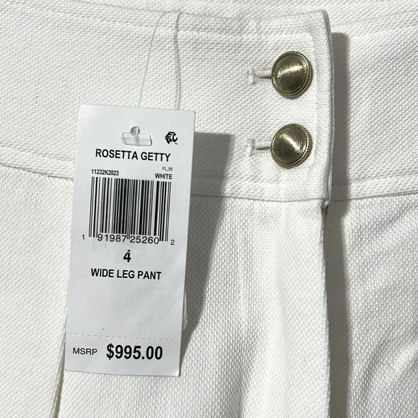 Rosetta Getty Pleat Front Wide Leg Pants in White, Size 4, NWT Retail $995