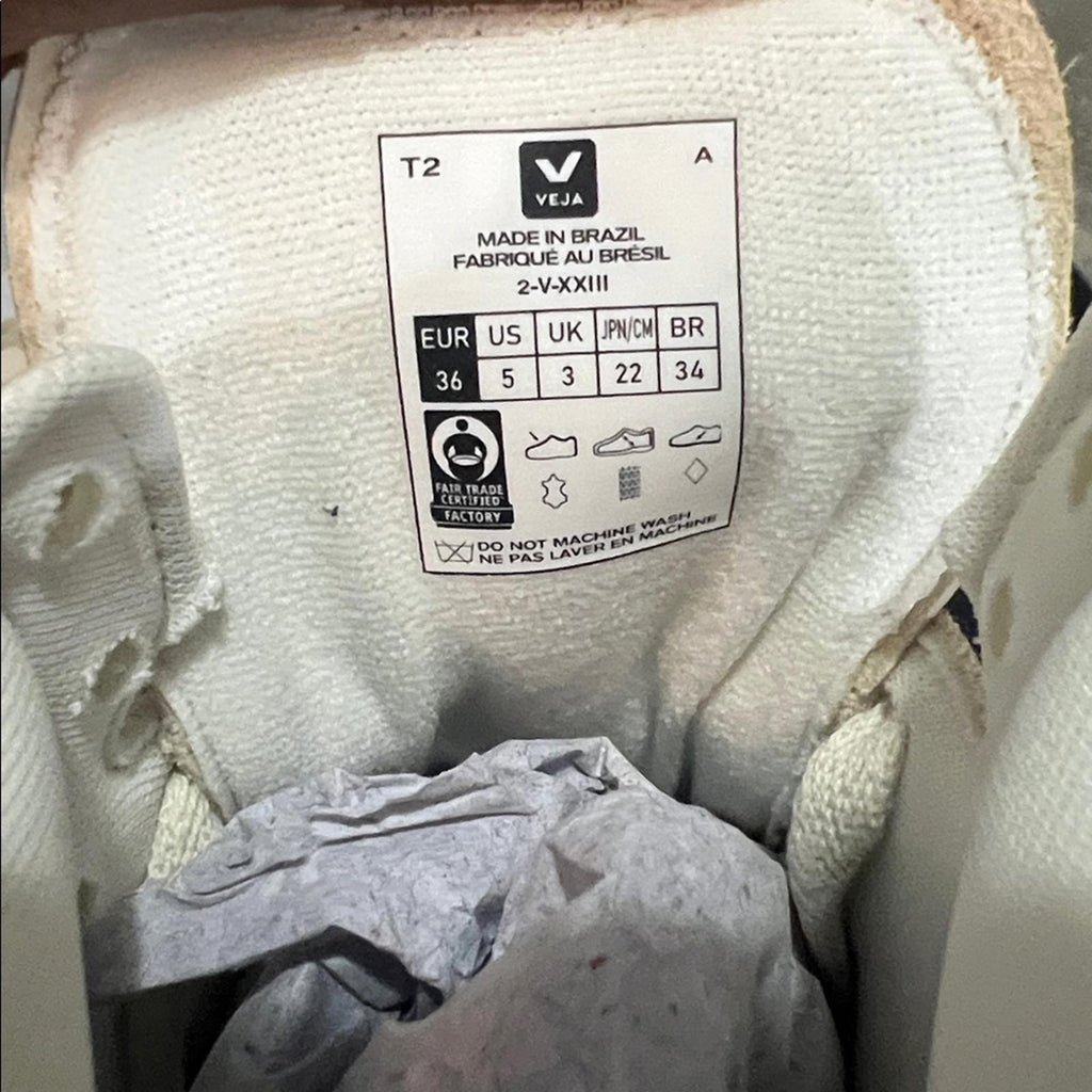 Veja V-15 Chromefree Leather Hi-Top Sneakers in Cashew Pierre, Size 36, NEW
