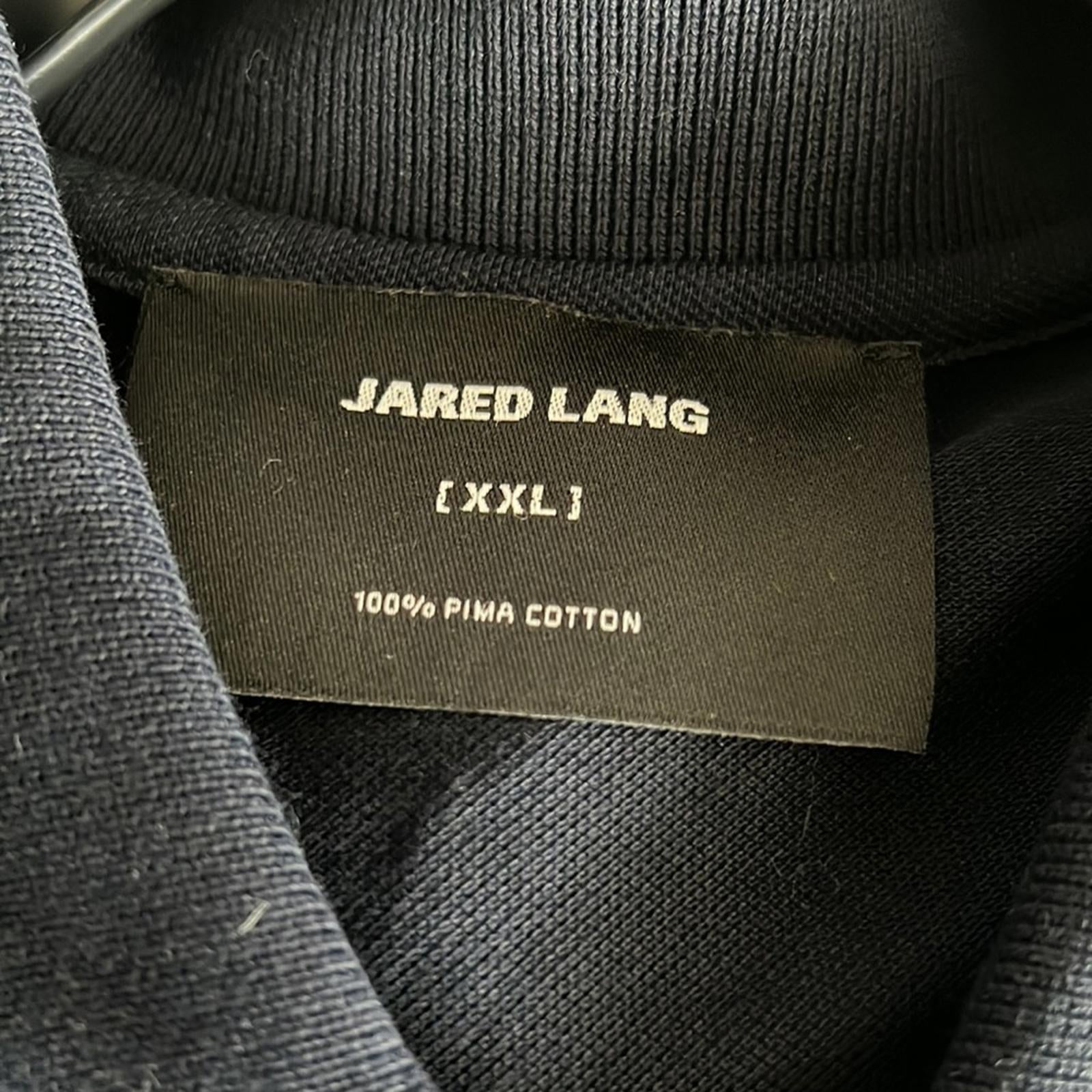 Jared Lang Star Embroidery Knit Pima Cotton Piqué Polo Shirt, Navy Size XXL