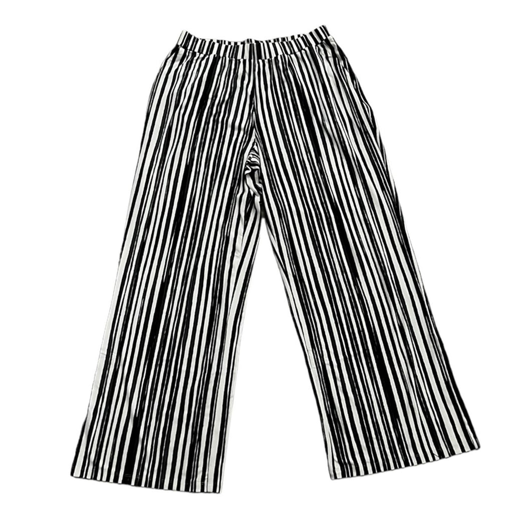 Elizabeth&Clarke Black Stripe Pull-On Wide Leg Pants, Size S, New in Packaging
