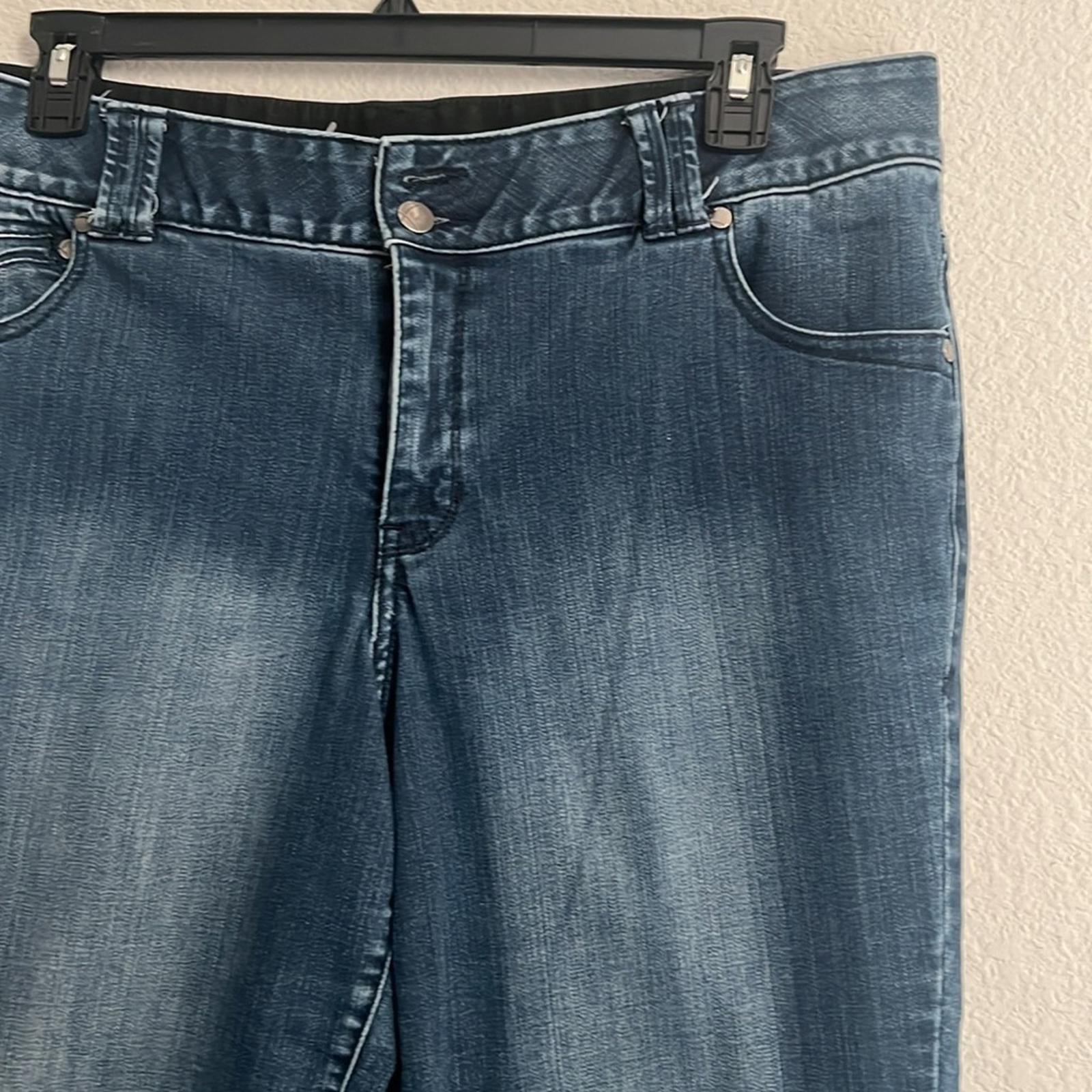 Lane Bryant High-Rise Tighter Tummy Two-Tone Skinny Jeans in Dark Wash, Size 18
