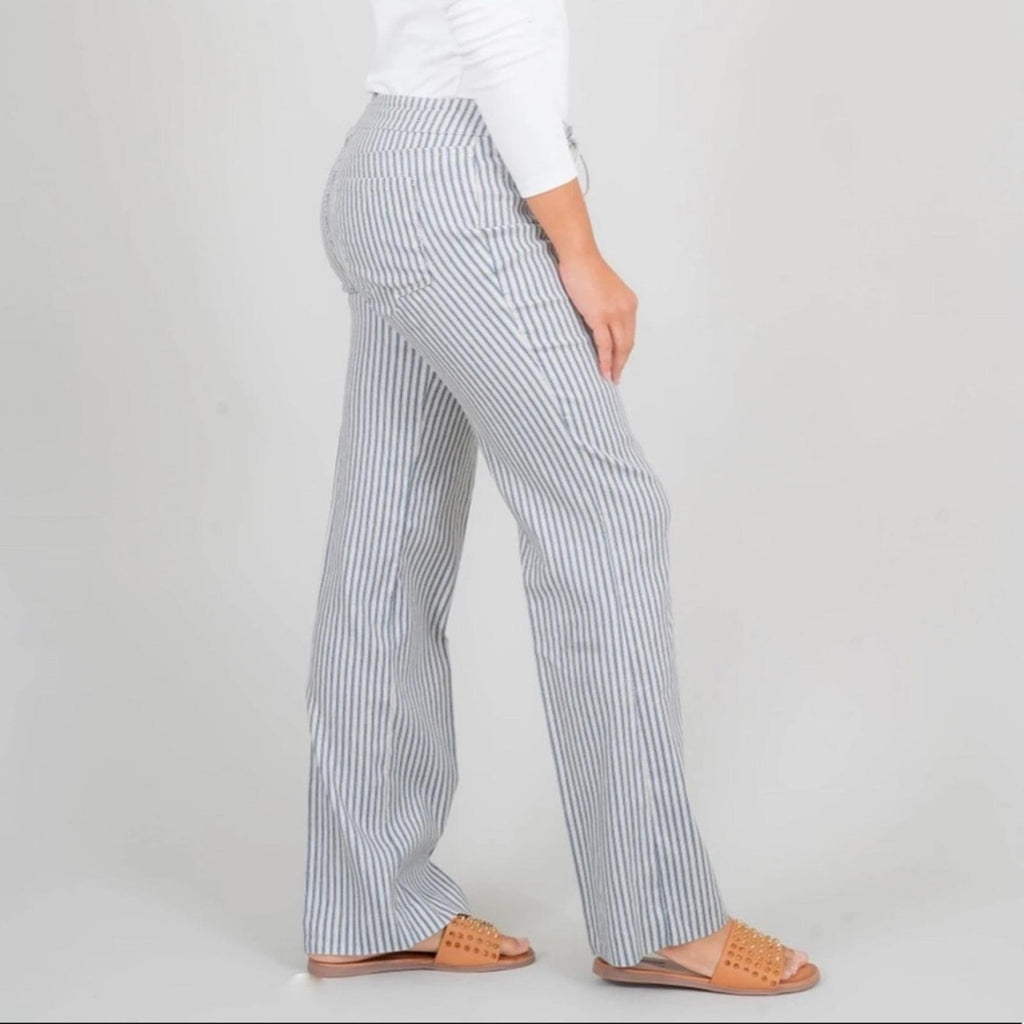 Anthropologie’s Level 99 Elliot Linen-Blend Lounge Pants Nautical Stripe Size 32
