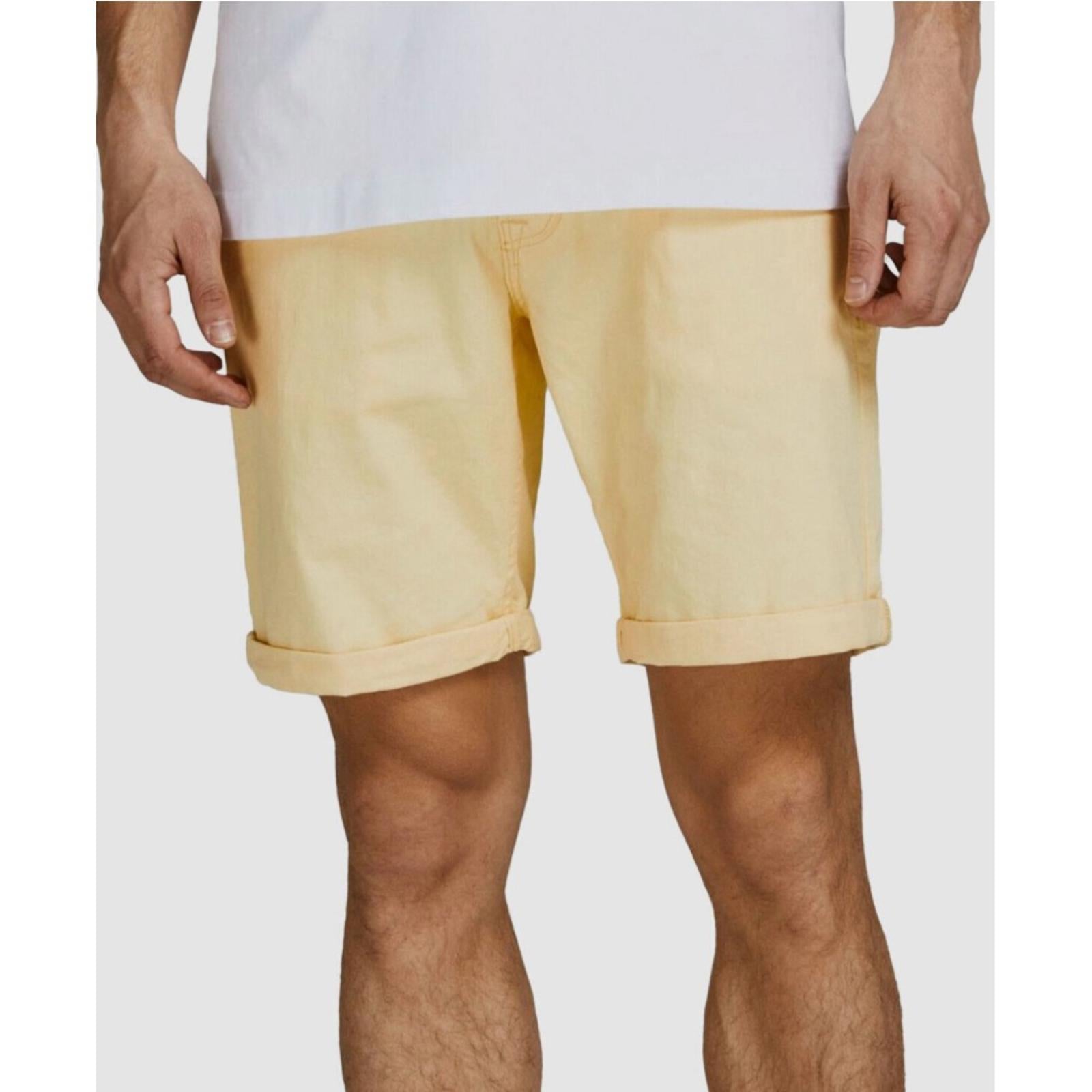 NWT Jack & Jones Men's Yellow Bowie Stretch Chino Shorts Size M New w/Tag $60