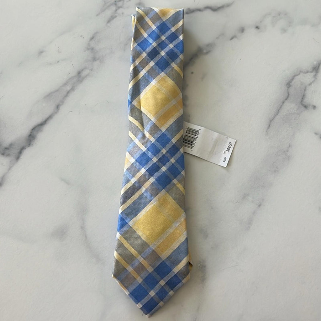 Tommy Hilfiger Festive Plaid Tie in Blue/Yellow, One Size, NWT