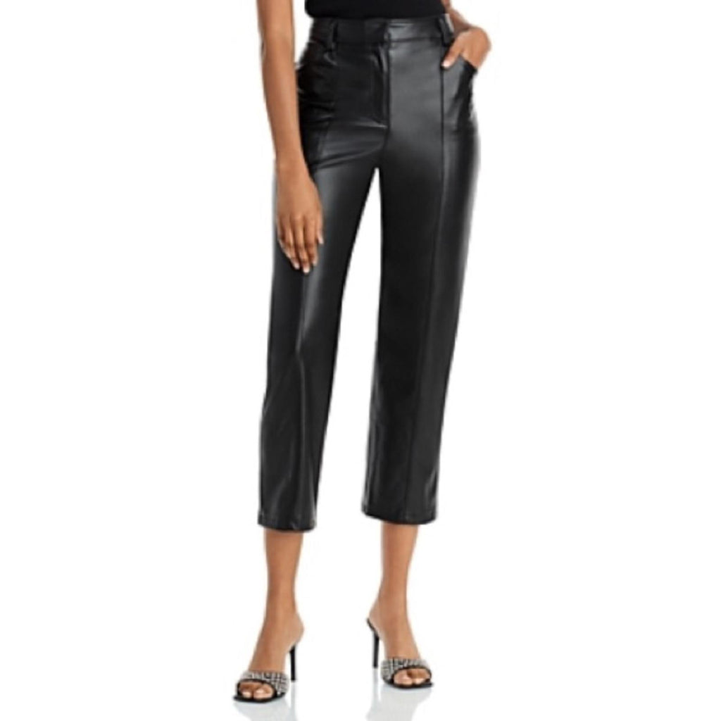 LBLC THE LABEL Jen Faux Leather Cropped Pants, Black Size M New w/Tag
